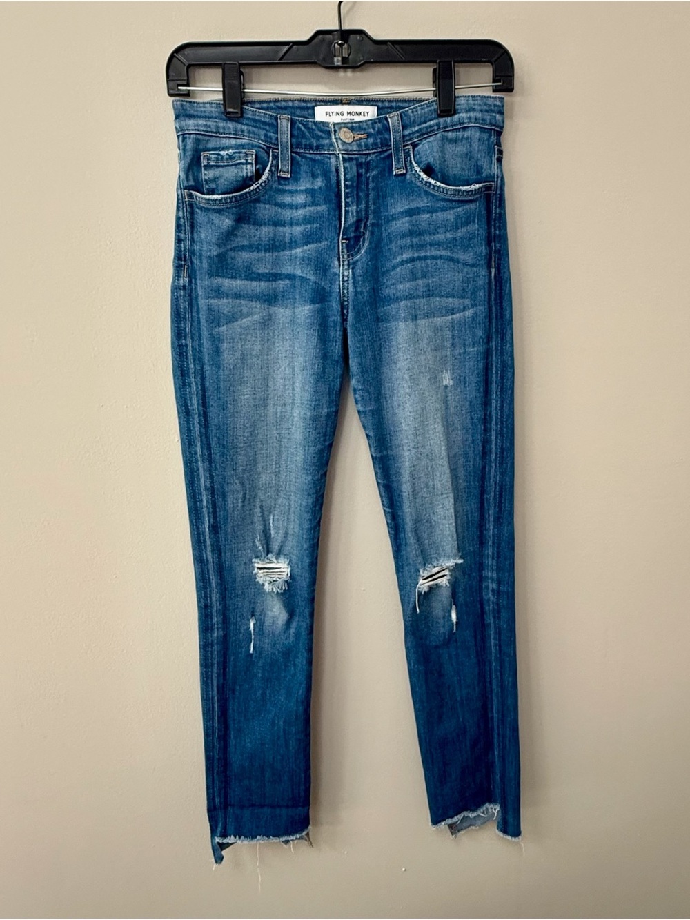 Flying Monkey Blue Distressed Ankle Skinny Jeans